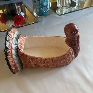 Ceramic Turkey Serving Dish - Brown & Cream